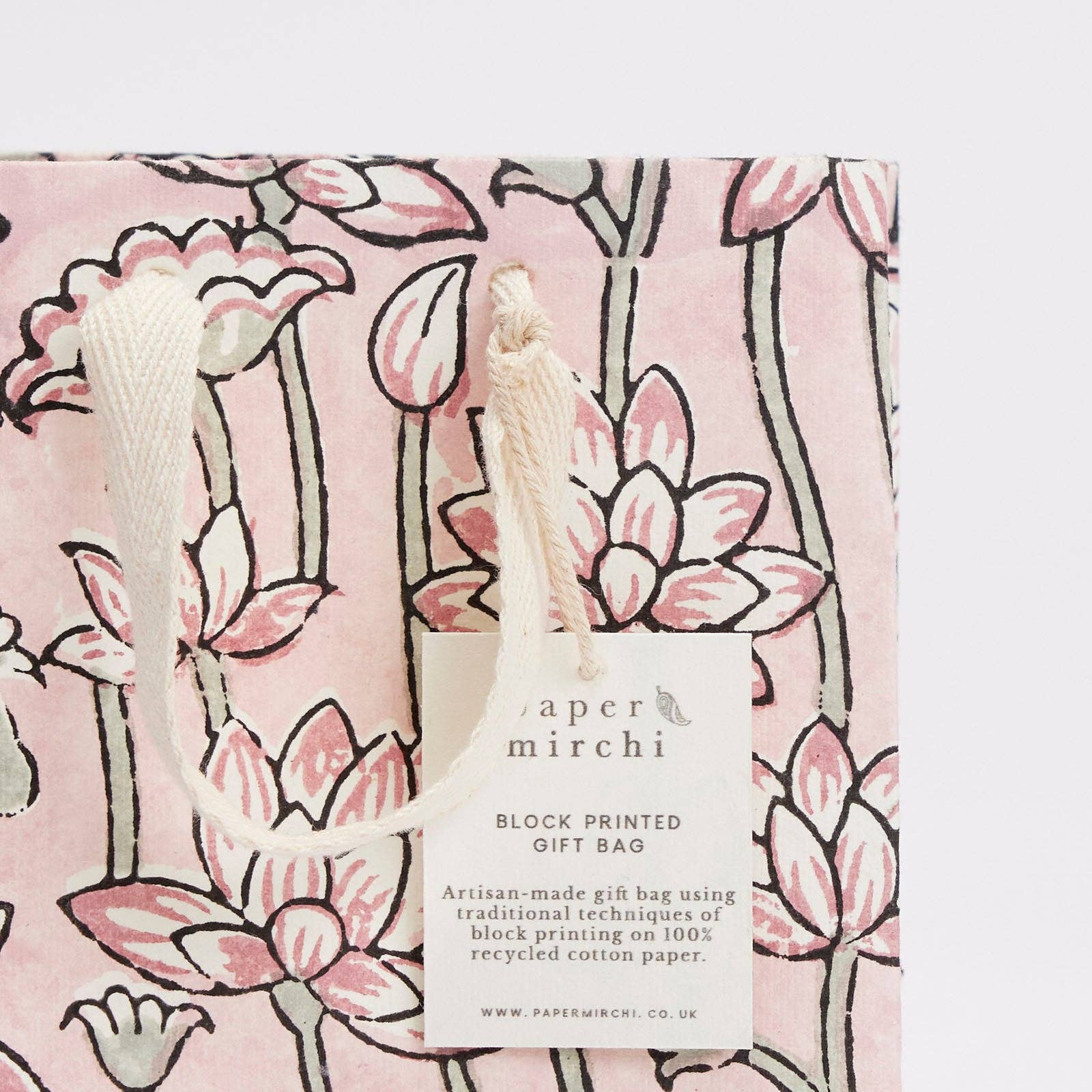 Block Printed Gift Bags (Small) - Pink Earth