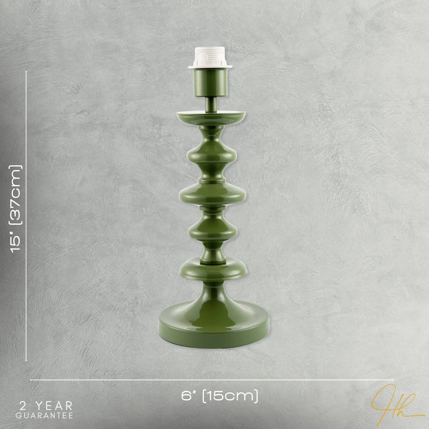 Modern Olive Green Gloss Table Lamp Base with Chic Round Step Design