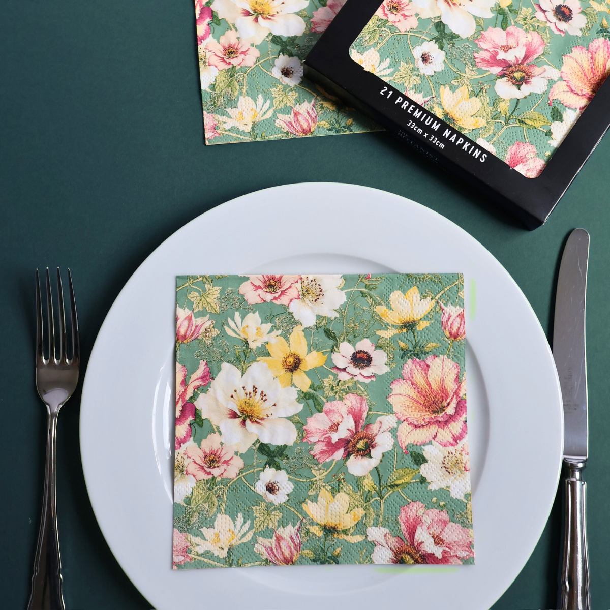 Paper Napkins (20) 3-ply Dinner Tableware Eco Flowers