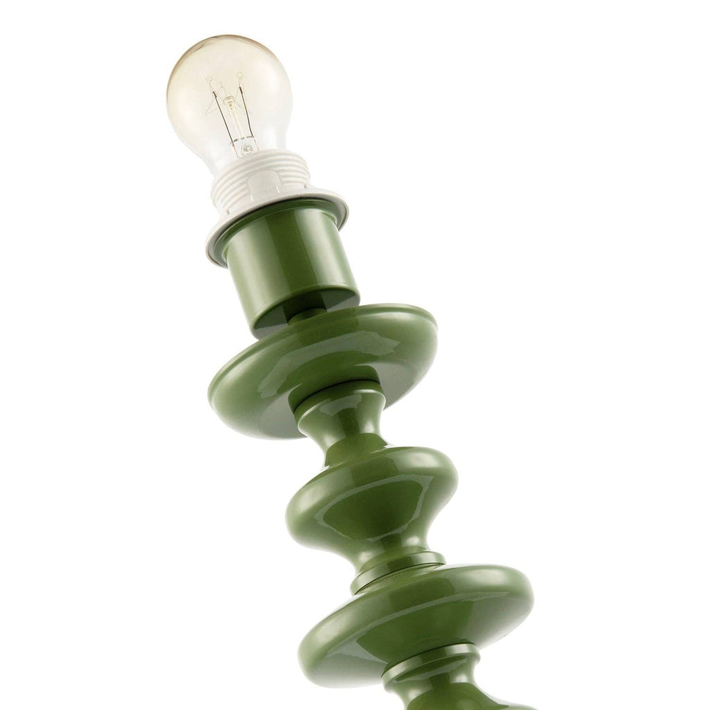 Modern Olive Green Gloss Table Lamp Base with Chic Round Step Design