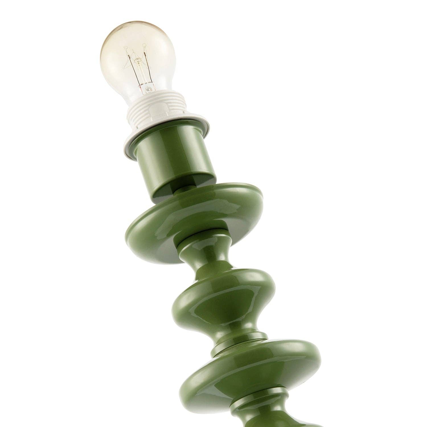 Modern Olive Green Gloss Table Lamp Base with Chic Round Step Design