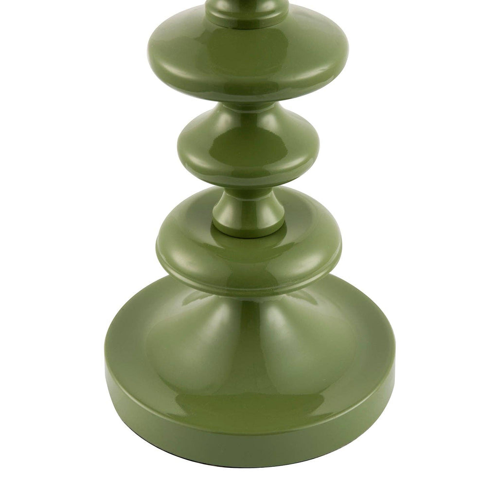 Modern Olive Green Gloss Table Lamp Base with Chic Round Step Design