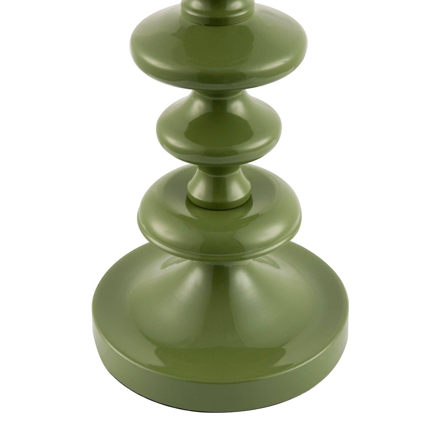 Modern Olive Green Gloss Table Lamp Base with Chic Round Step Design