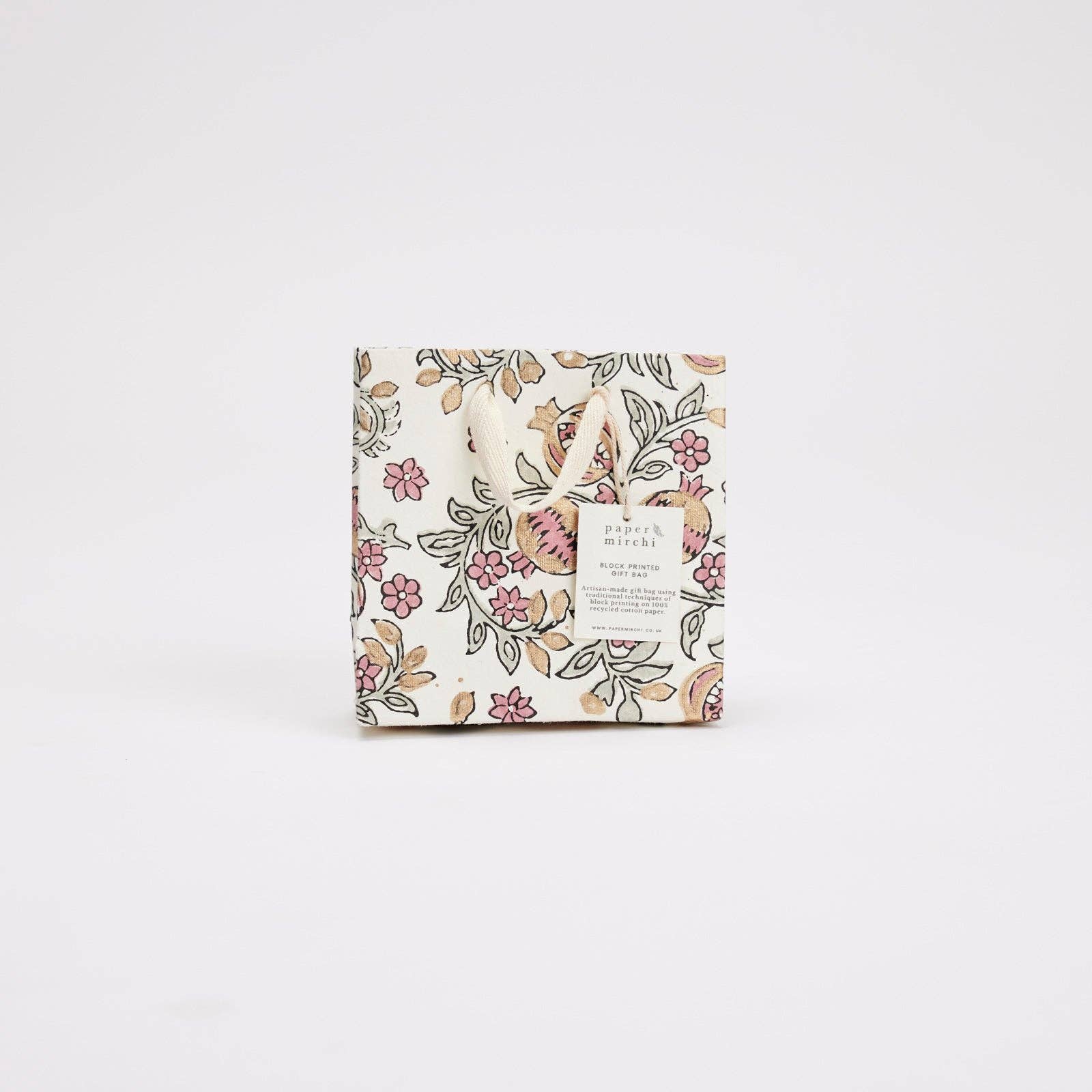 Block Printed Gift Bags (Small) - Pink Earth