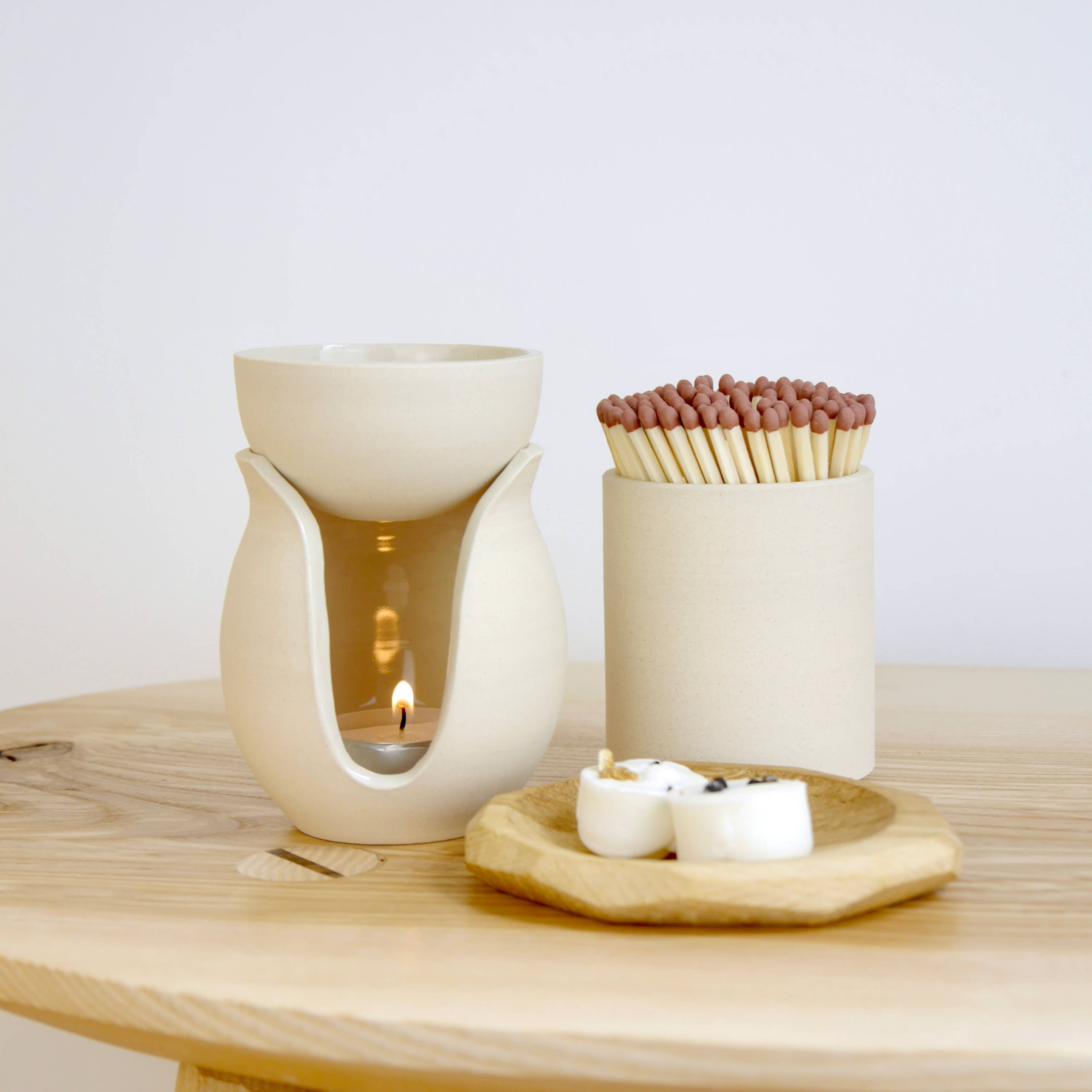 Eco-Friendly Handmade Ceramic Match Holder with Strike Paper