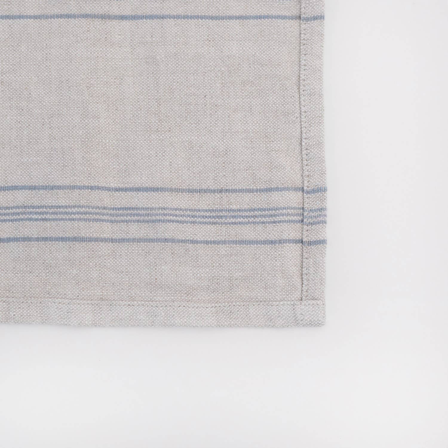 Grey Blue Wide Stripe Rustic Linen Tablecloth