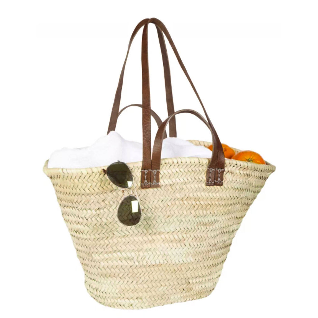French market basket with doubles handles, beach bag