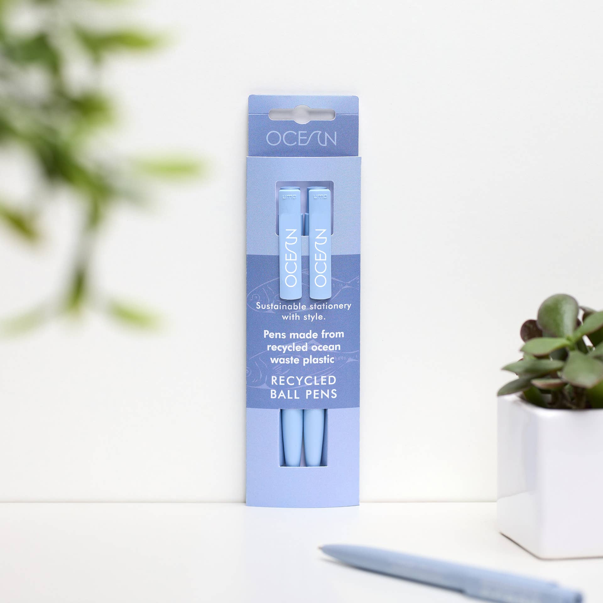 Pack of 2 recycled pens - Ocean Collection  - Sea Blue