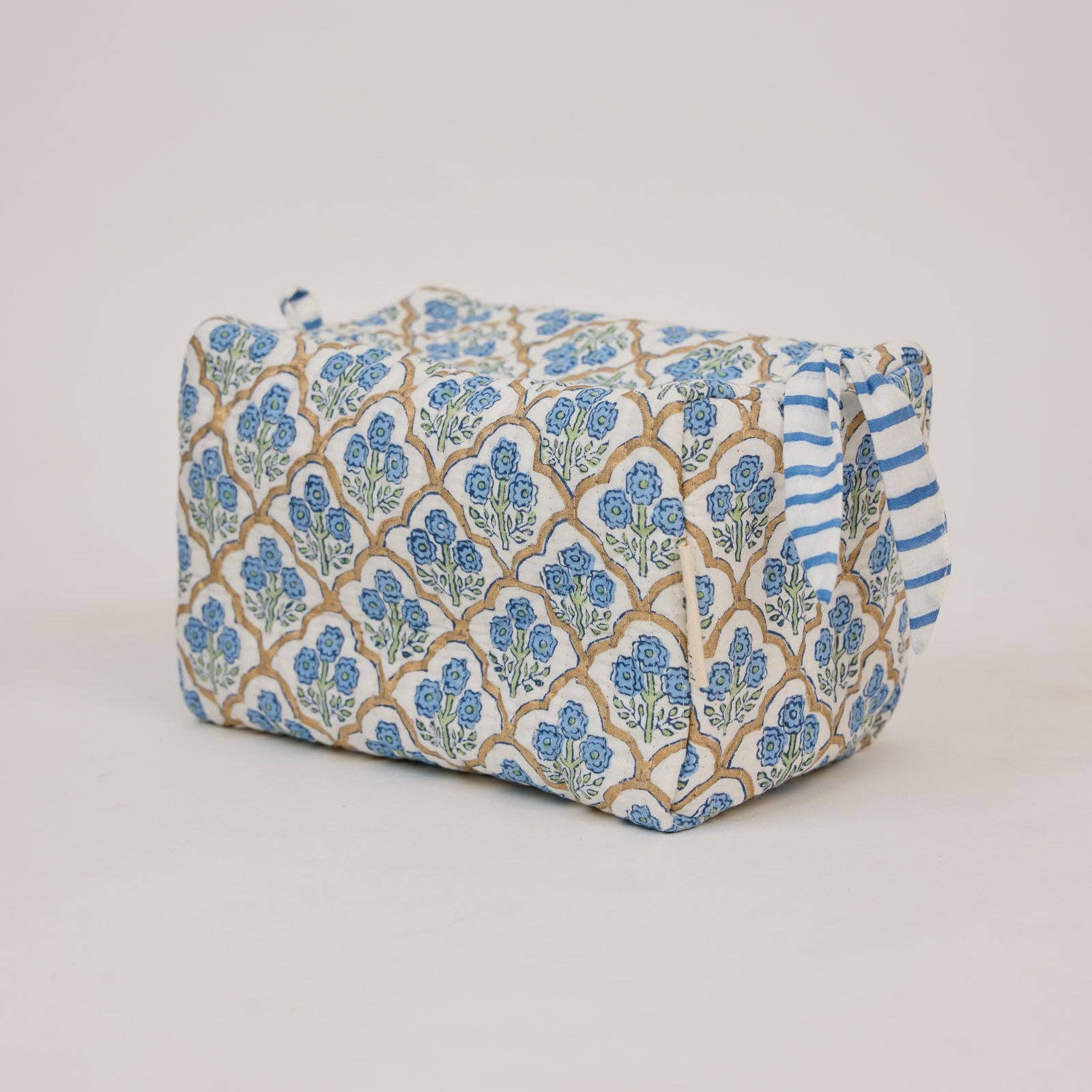 Organic Cotton Toiletry Bag (Large) - Trellis Indigo