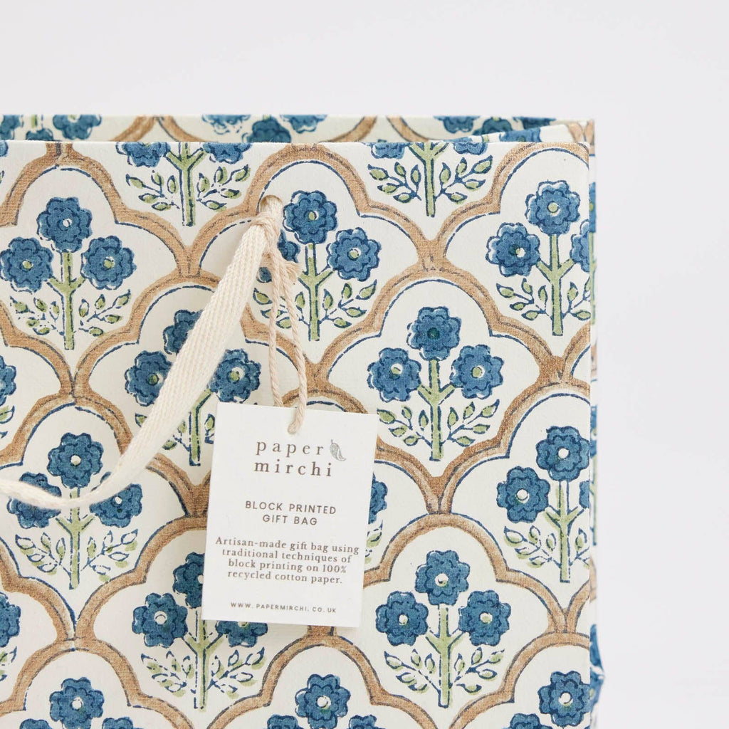 Block Printed Gift Bags (Medium) - Indigo