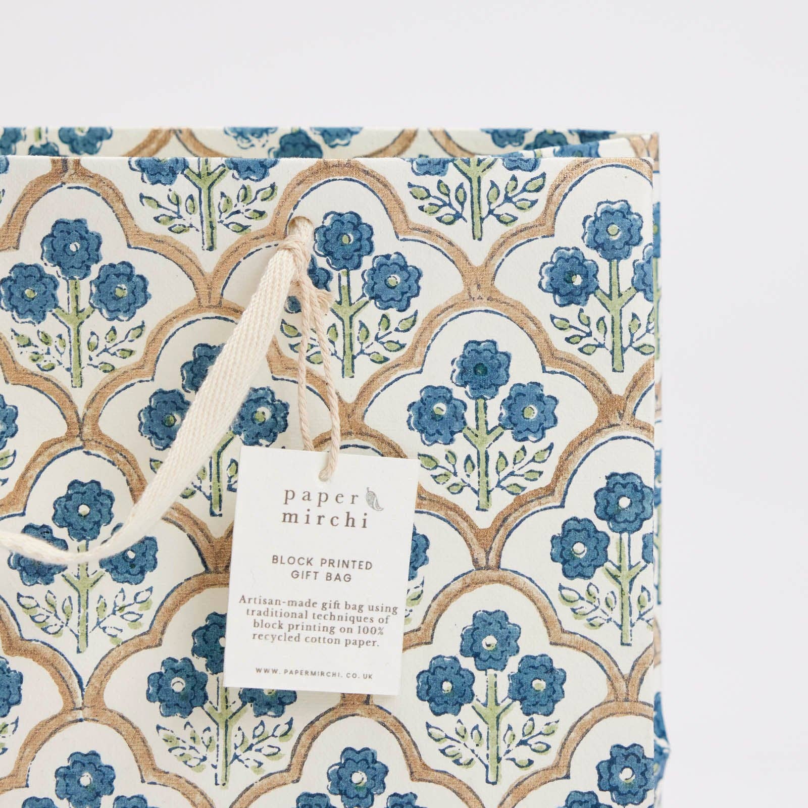 Block Printed Gift Bags (Medium) - Indigo