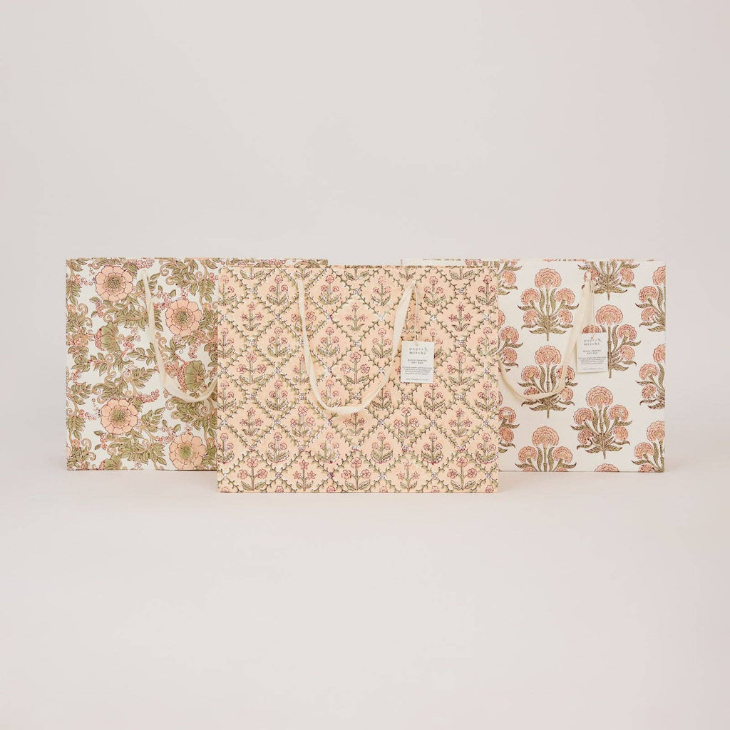Block Printed Gift Bags (Large) - Terracotta