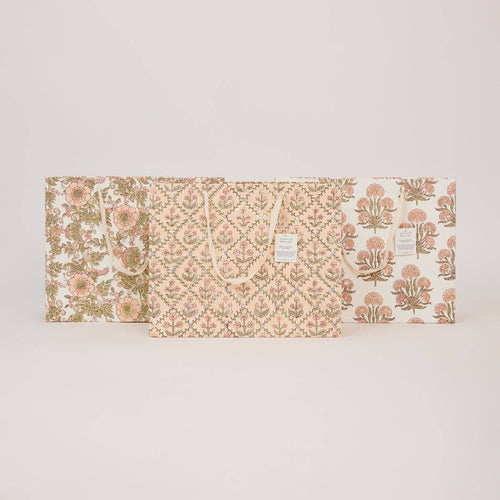 Block Printed Gift Bags (Large) - Terracotta