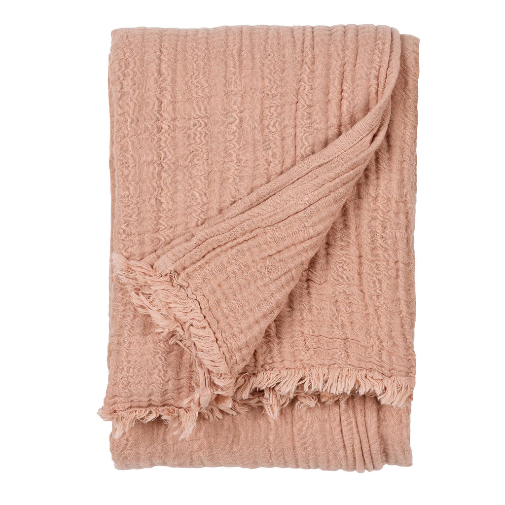 Lark Muslin Cotton Throw Pink Clay