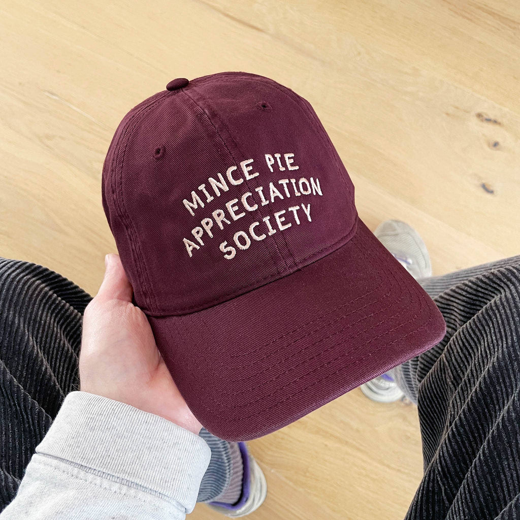 Mince Pie Appreciation Society - Cotton Baseball Cap - Burgundy