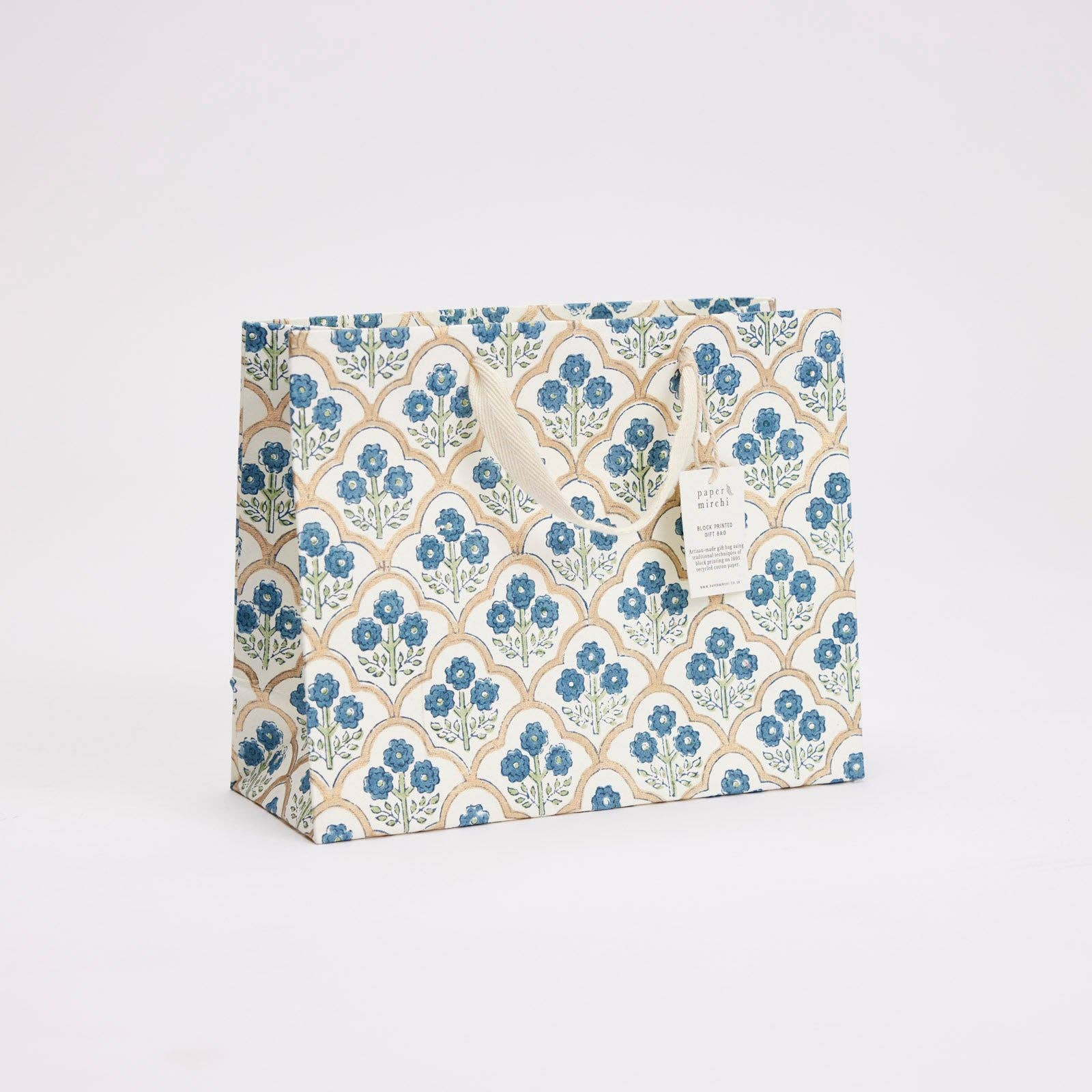Block Printed Gift Bags (Medium) - Indigo