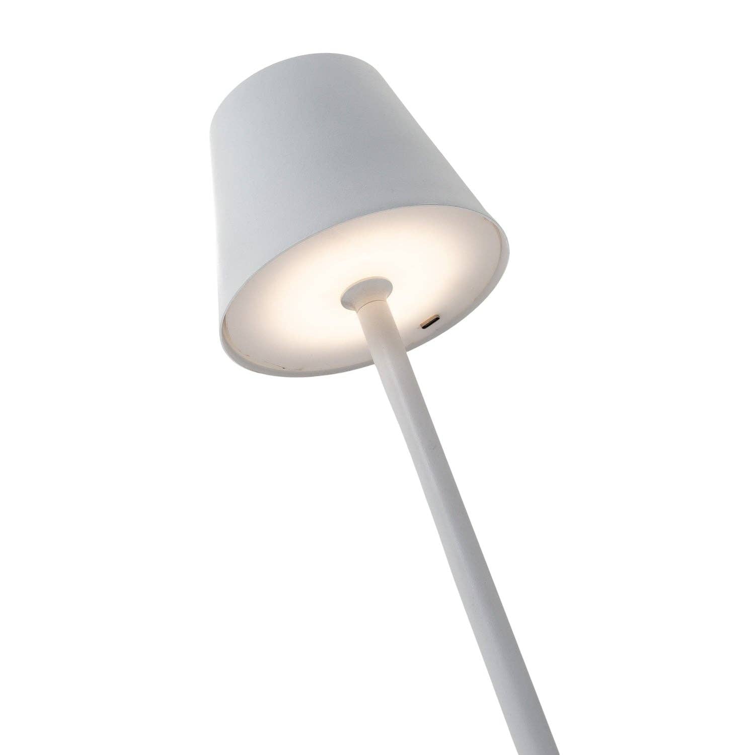 Tall White Rechargeable Touch Dimmable Table Lamp with Metal Shade