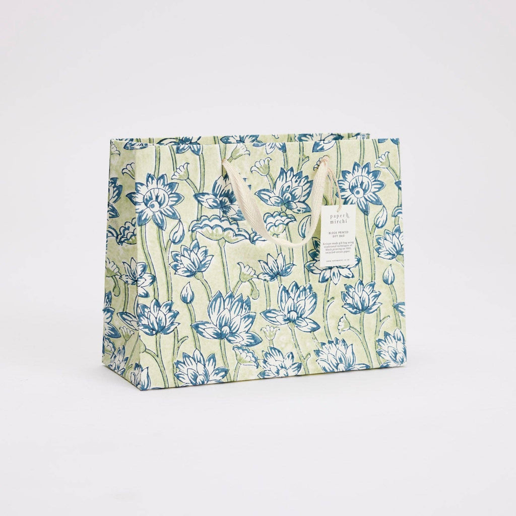 Block Printed Gift Bags (Medium) - Indigo