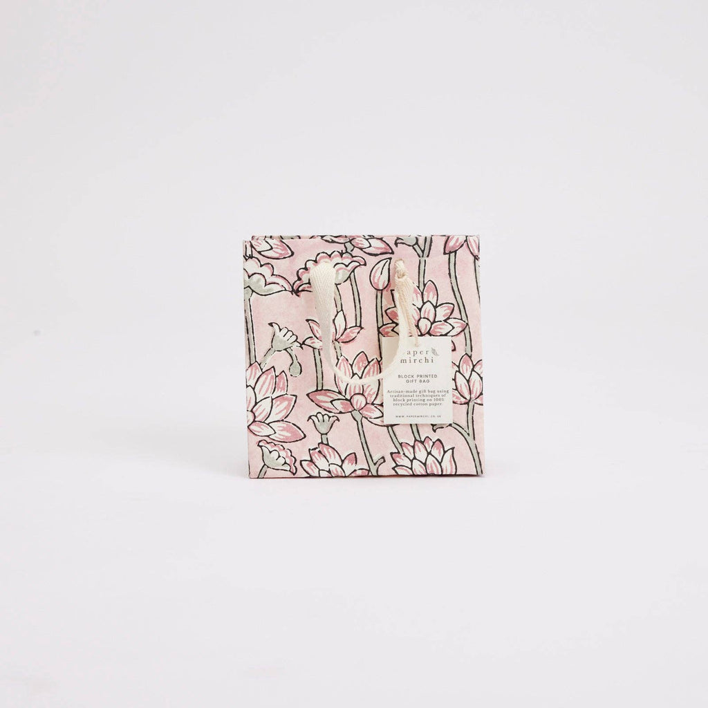 Block Printed Gift Bags (Small) - Pink Earth