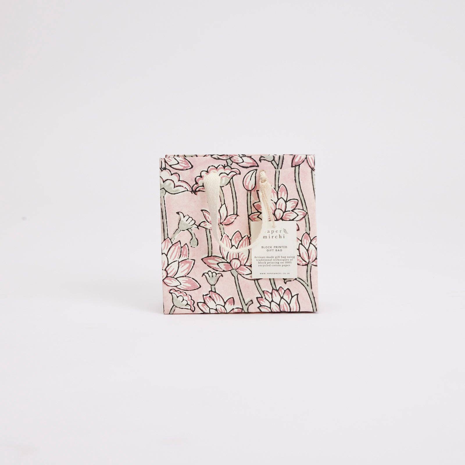 Block Printed Gift Bags (Small) - Pink Earth
