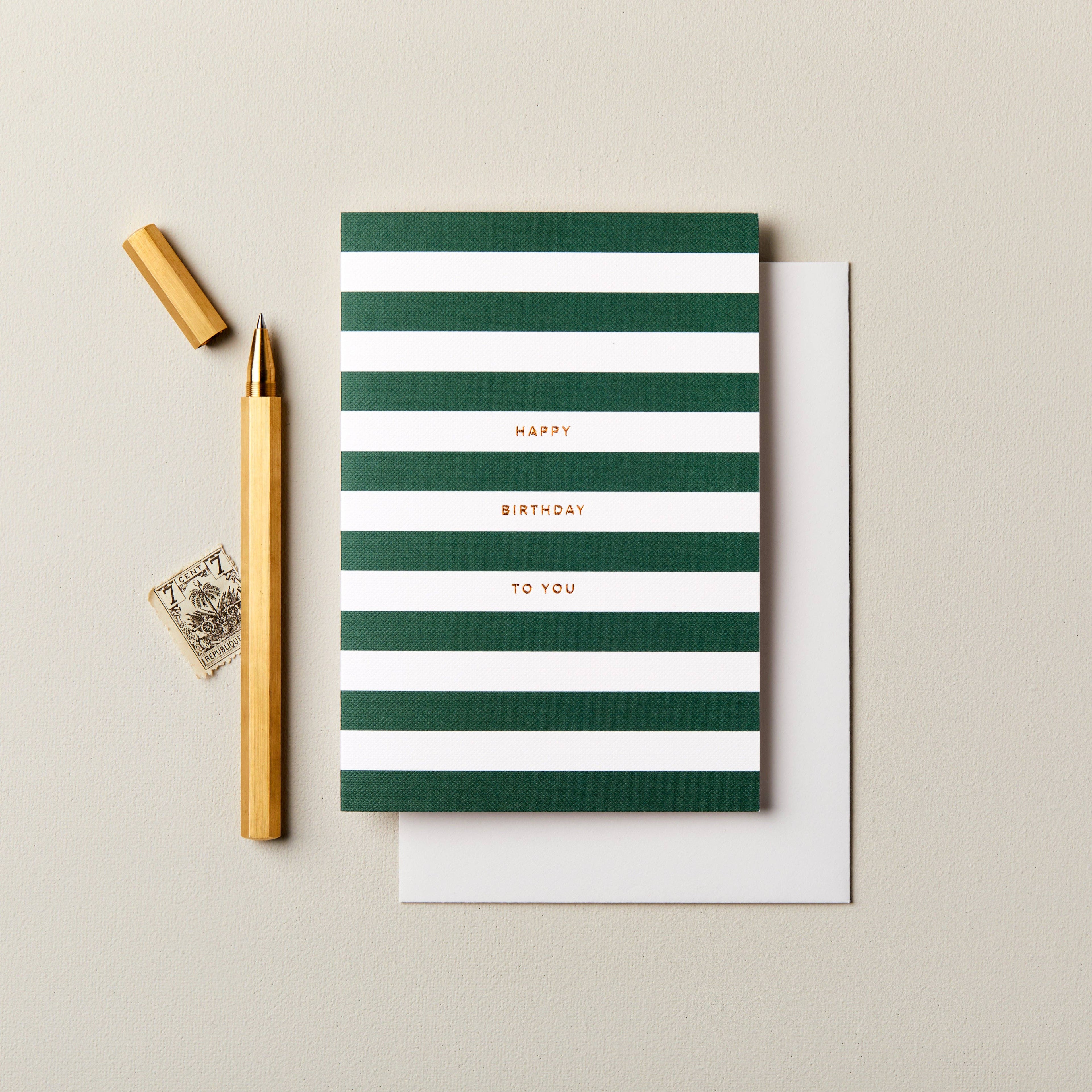 Green Stripes Birthday Card | Male Birthday Cards | For Him