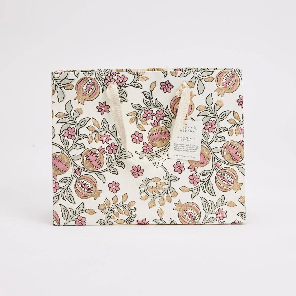 Block Printed Gift Bags (Medium) - Pink Earth