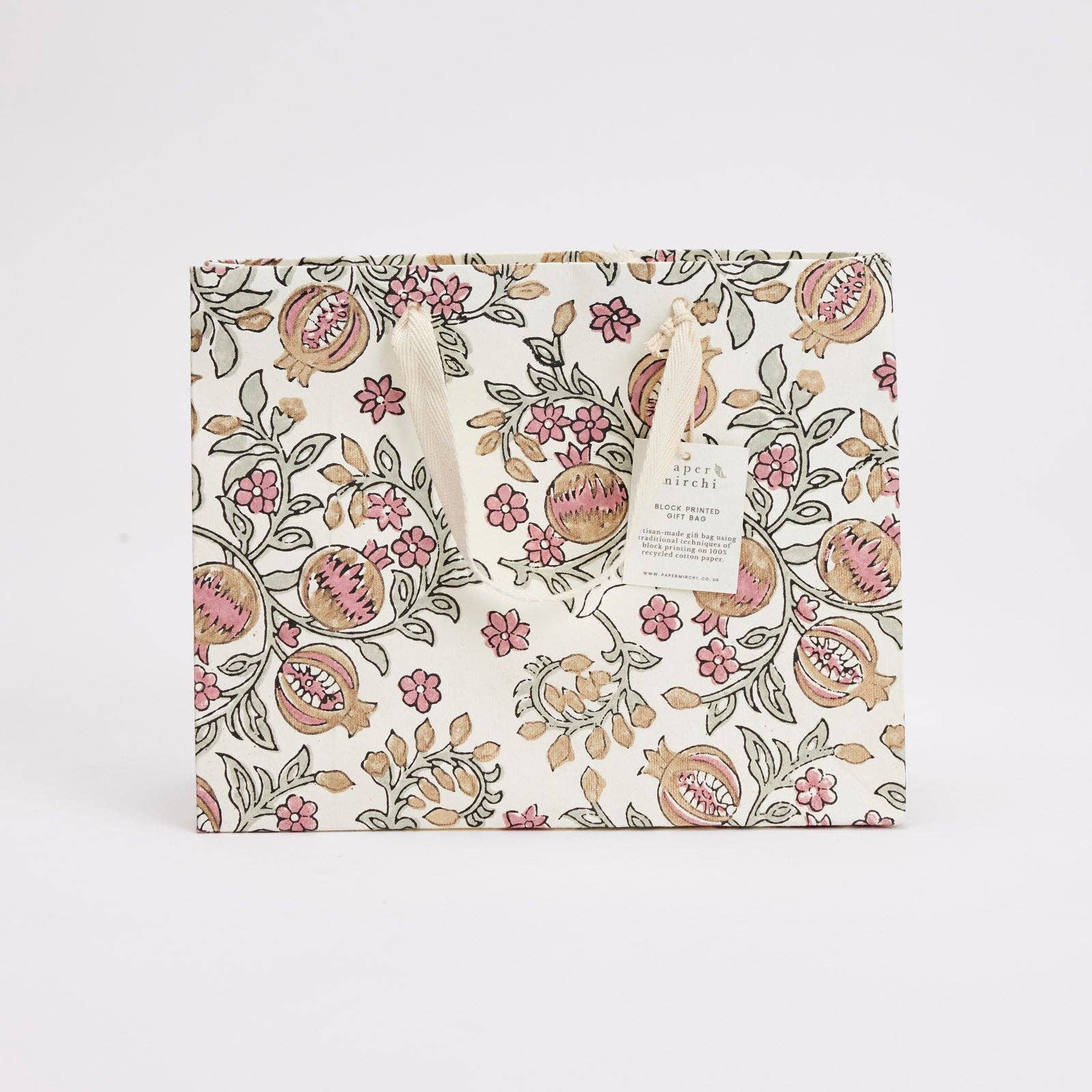 Block Printed Gift Bags (Medium) - Pink Earth