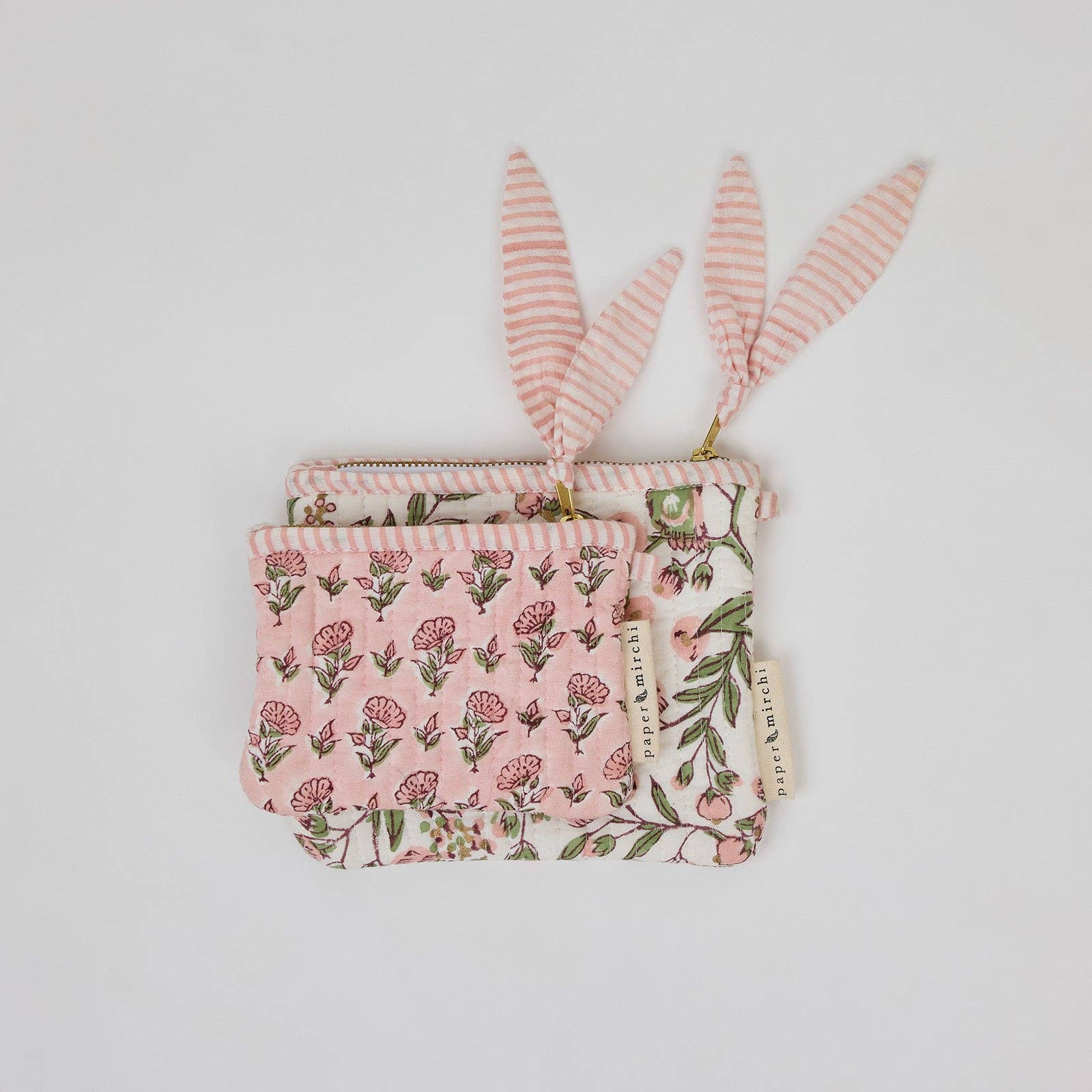 Organic Cotton Zipped Pouch Set 2pk - Floral Blush