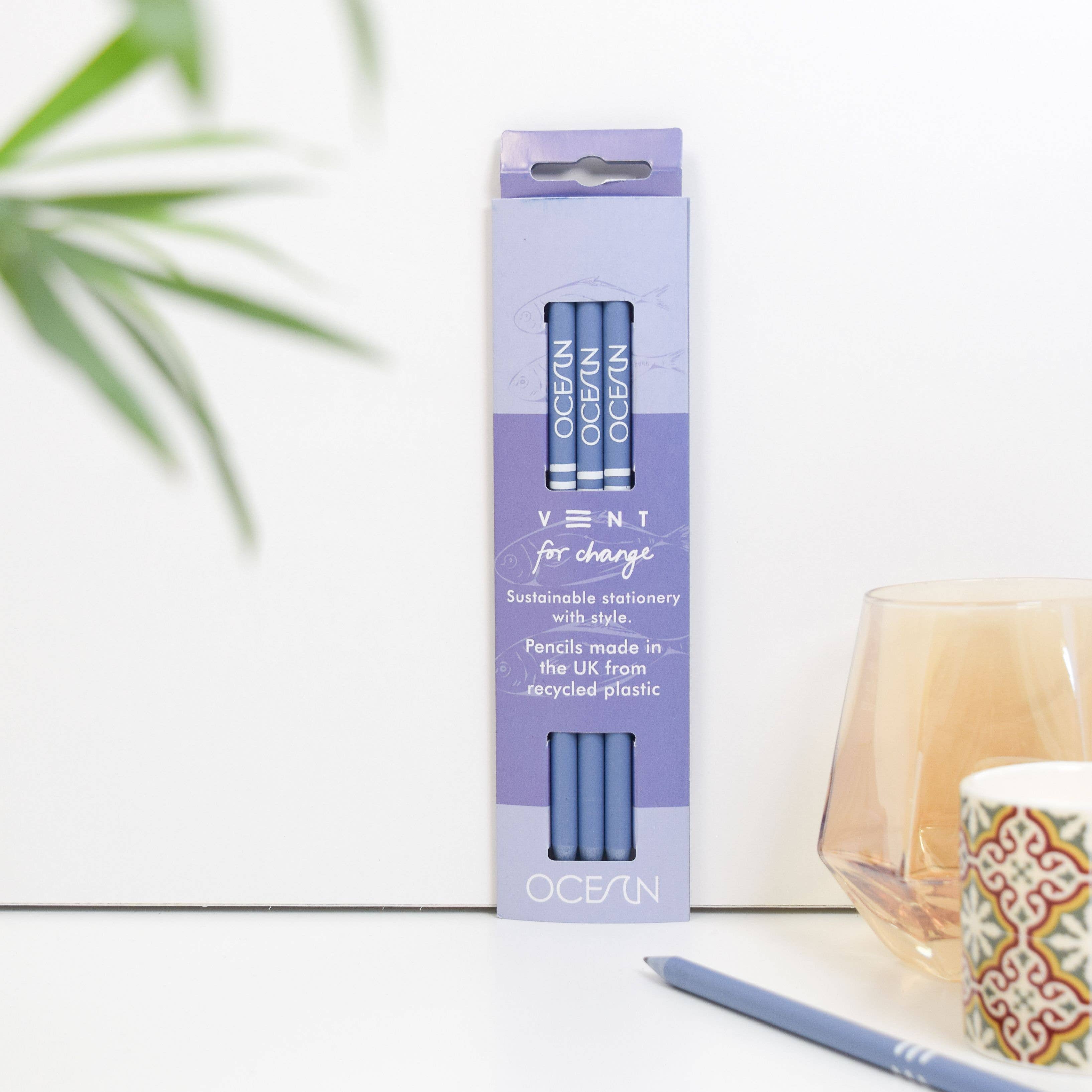 Pencils Pack of 3 recycled - OCEAN Sea Blue