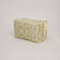 Organic Cotton Toiletry Bag (Large) - Floral Lattice Buttercream