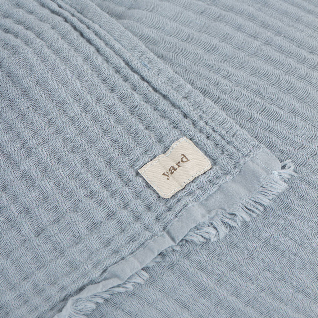 Lark Muslin Cotton Throw Mineral Blue