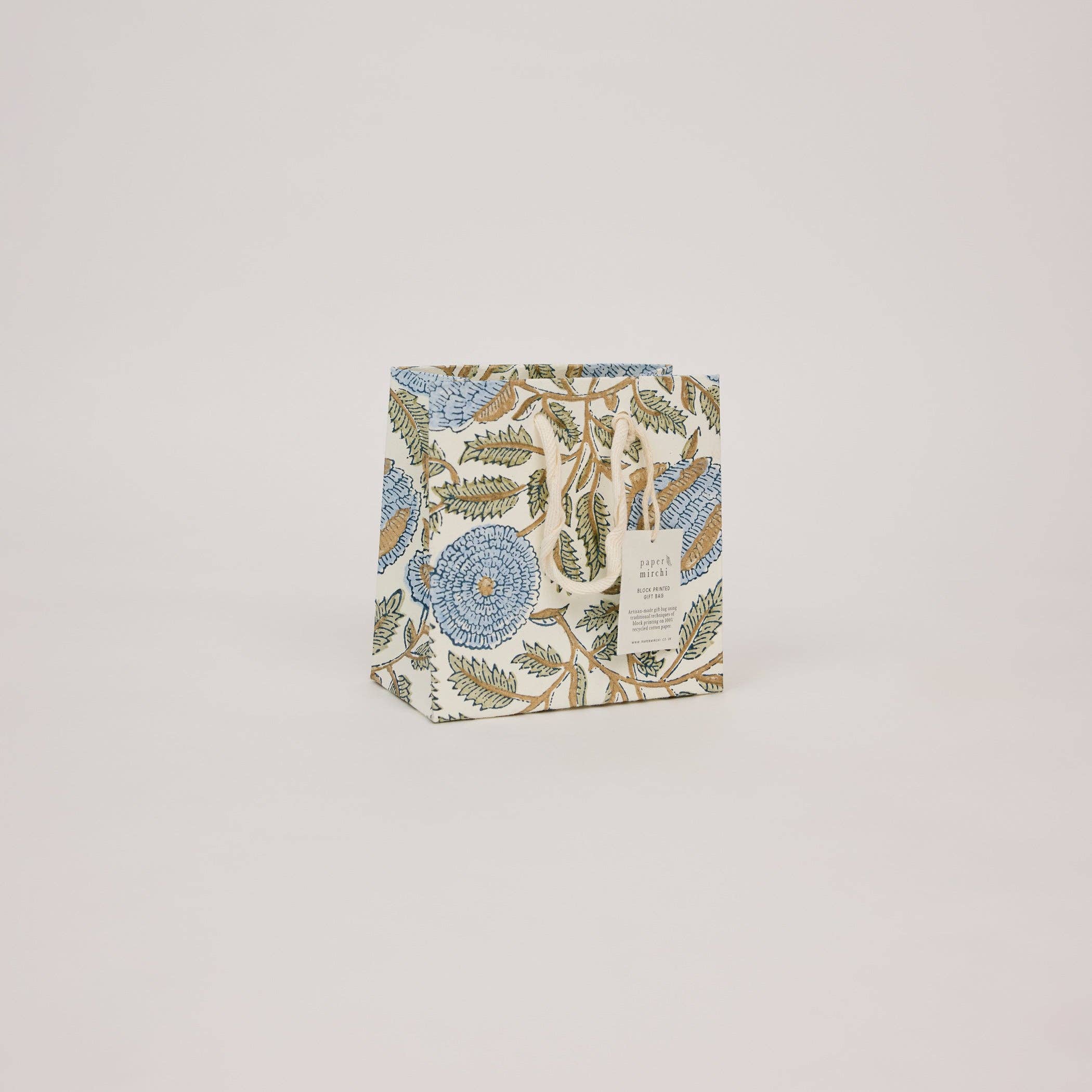 Block Printed Gift Bags (Small) - Blue Stone Refresh