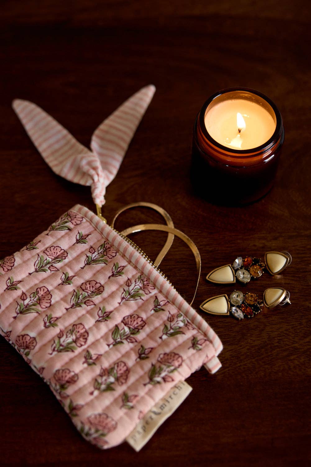 Organic Cotton Zipped Pouch Set 2pk - Floral Blush