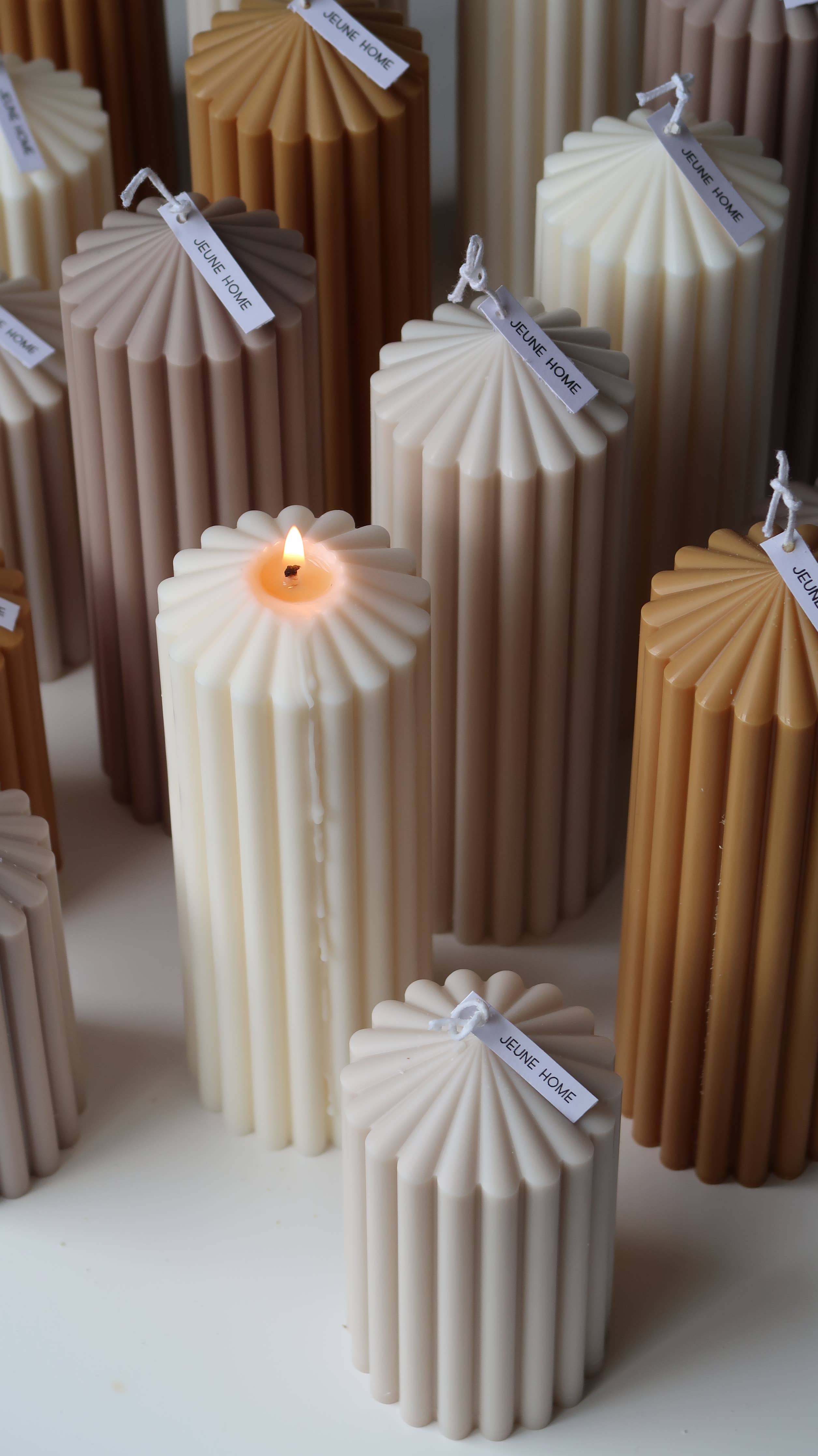 Tall ribbed thick soy scented candle