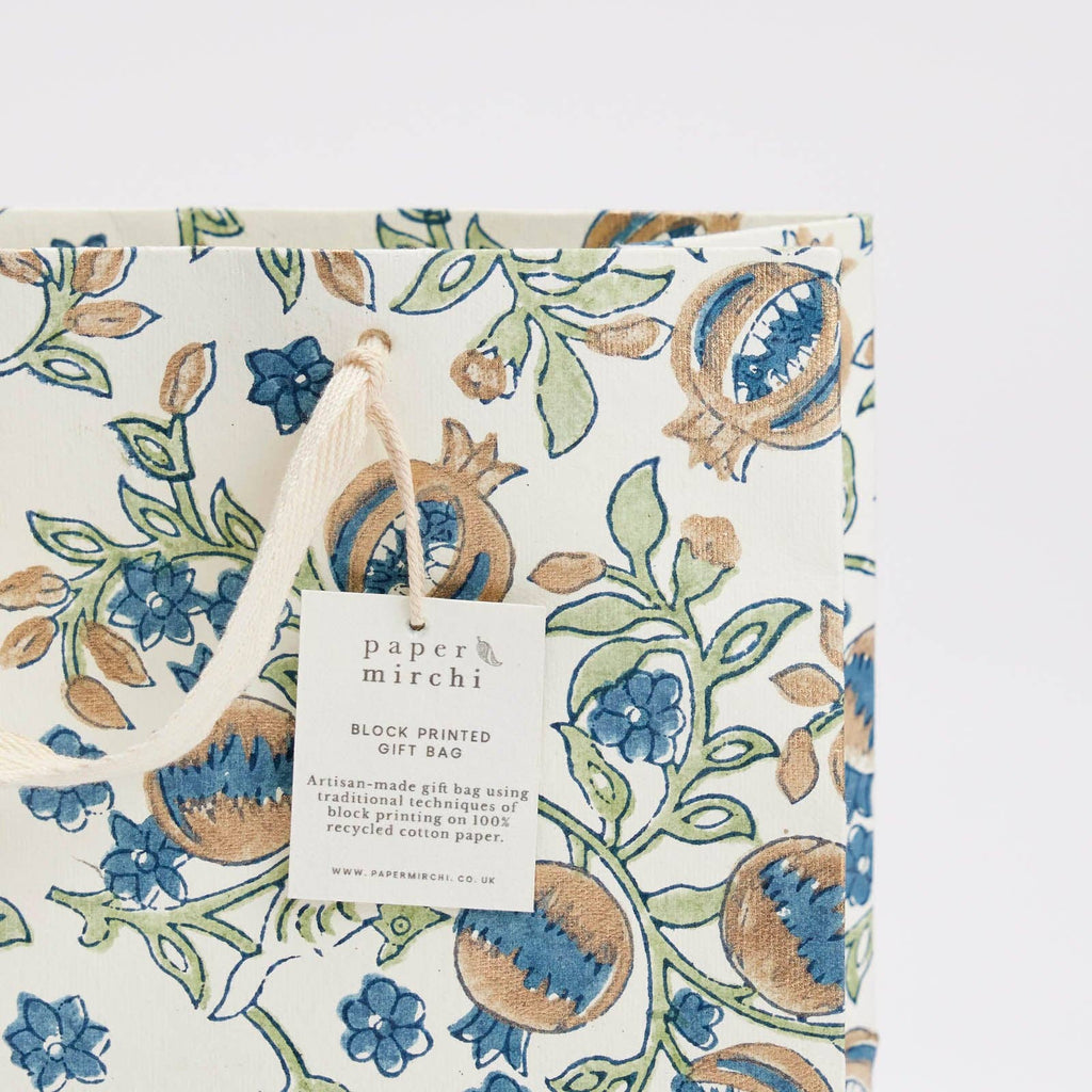 Block Printed Gift Bags (Medium) - Indigo