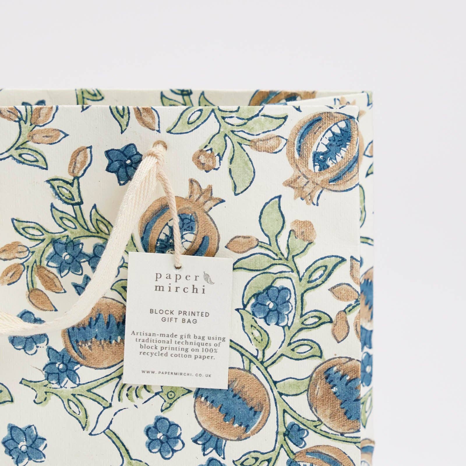 Block Printed Gift Bags (Medium) - Indigo