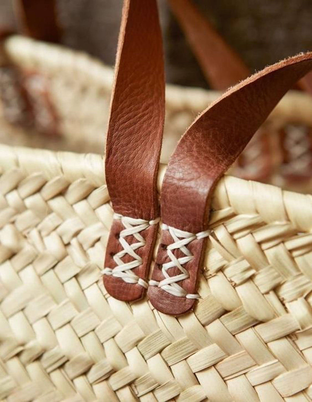 French market basket with doubles handles, beach bag
