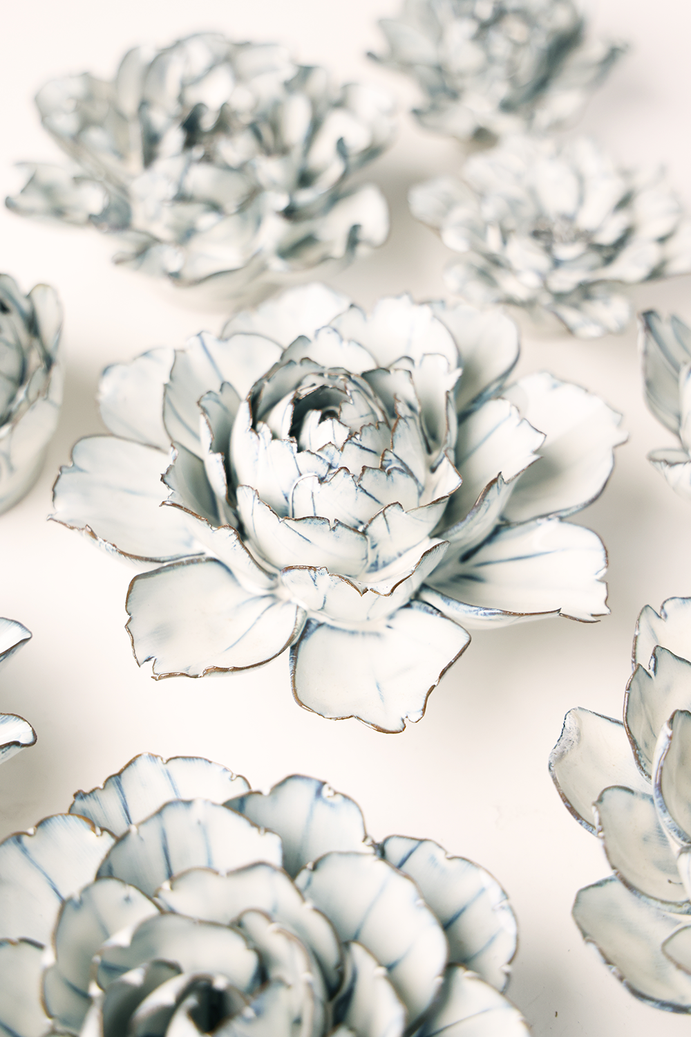 Ceramic Flower - Blue White Camellia