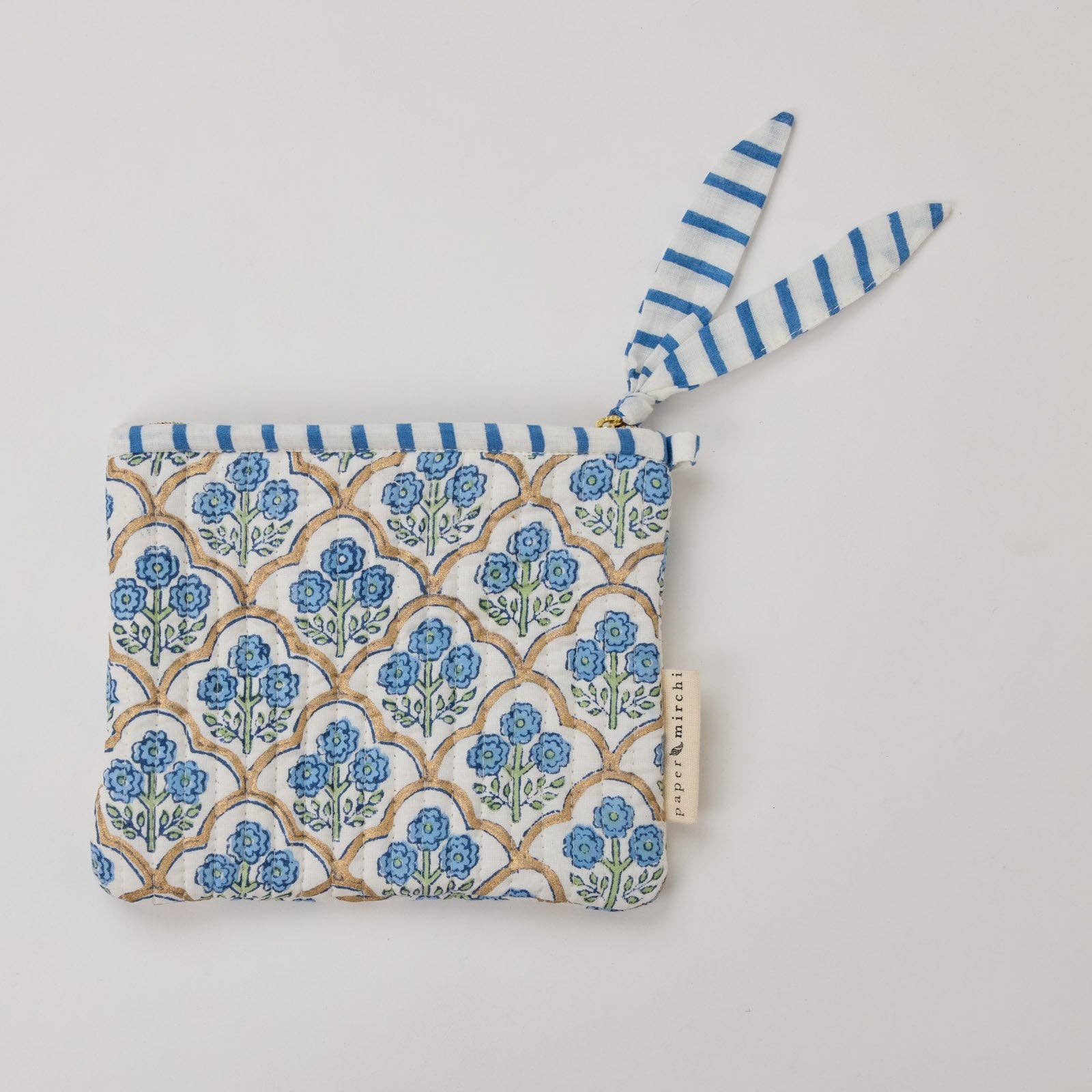 Organic Cotton Zipped Pouch Set 2pk - Floral Indigo