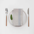 Grey Blue Wide Stripe Rustic Linen Napkins Set of 2