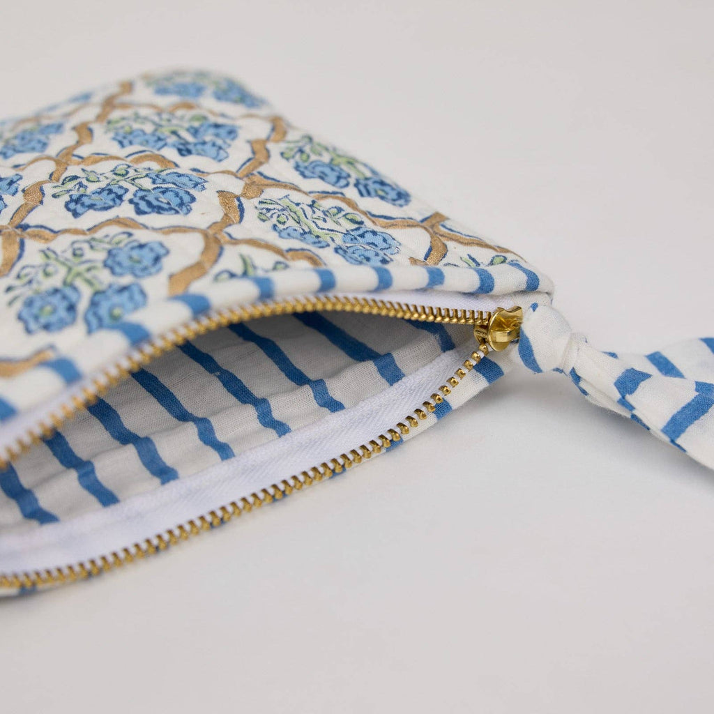 Organic Cotton Zipped Pouch Set 2pk - Floral Indigo