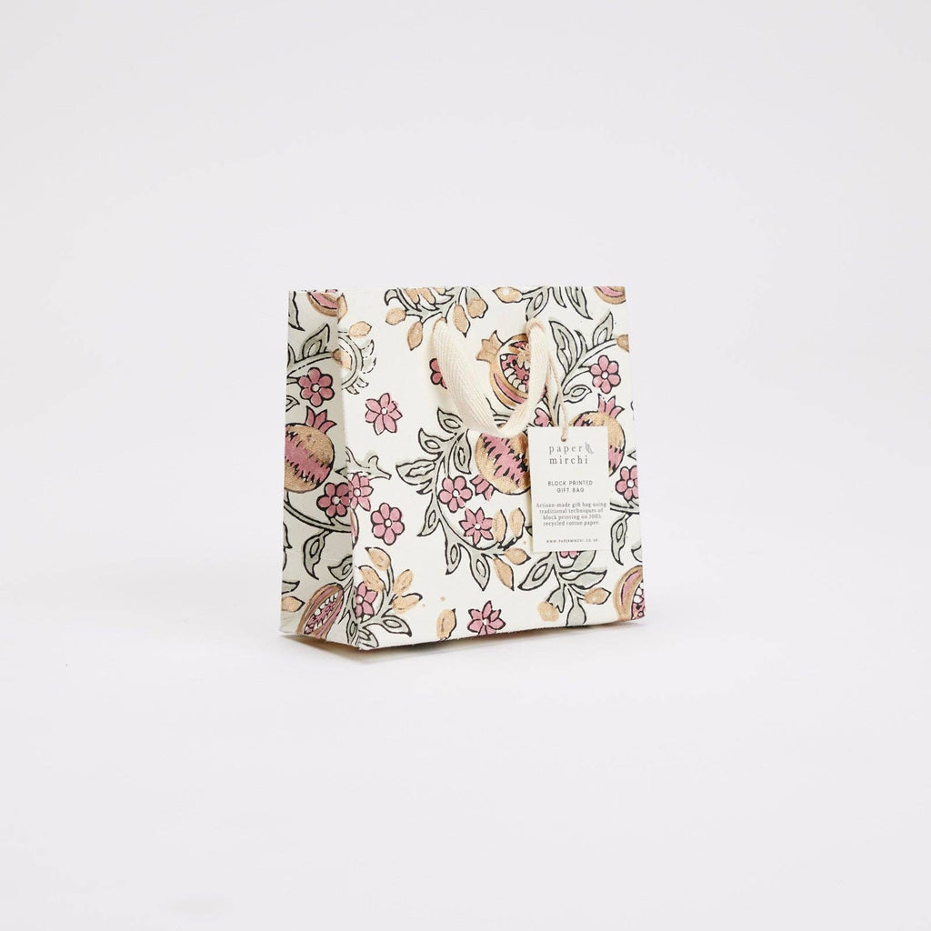 Block Printed Gift Bags (Small) - Pink Earth