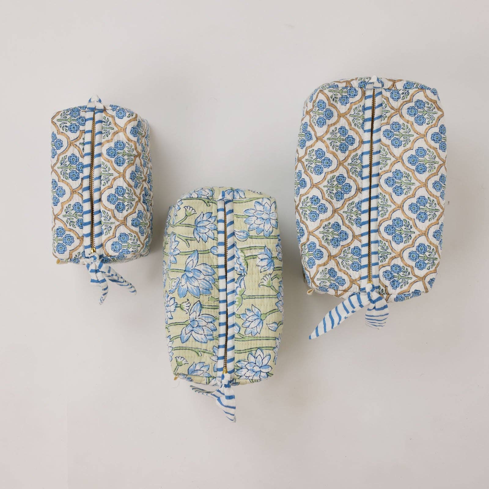 Organic Cotton Toiletry Bag (Large) - Trellis Indigo