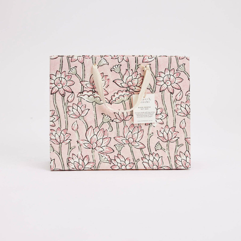 Block Printed Gift Bags (Medium) - Pink Earth