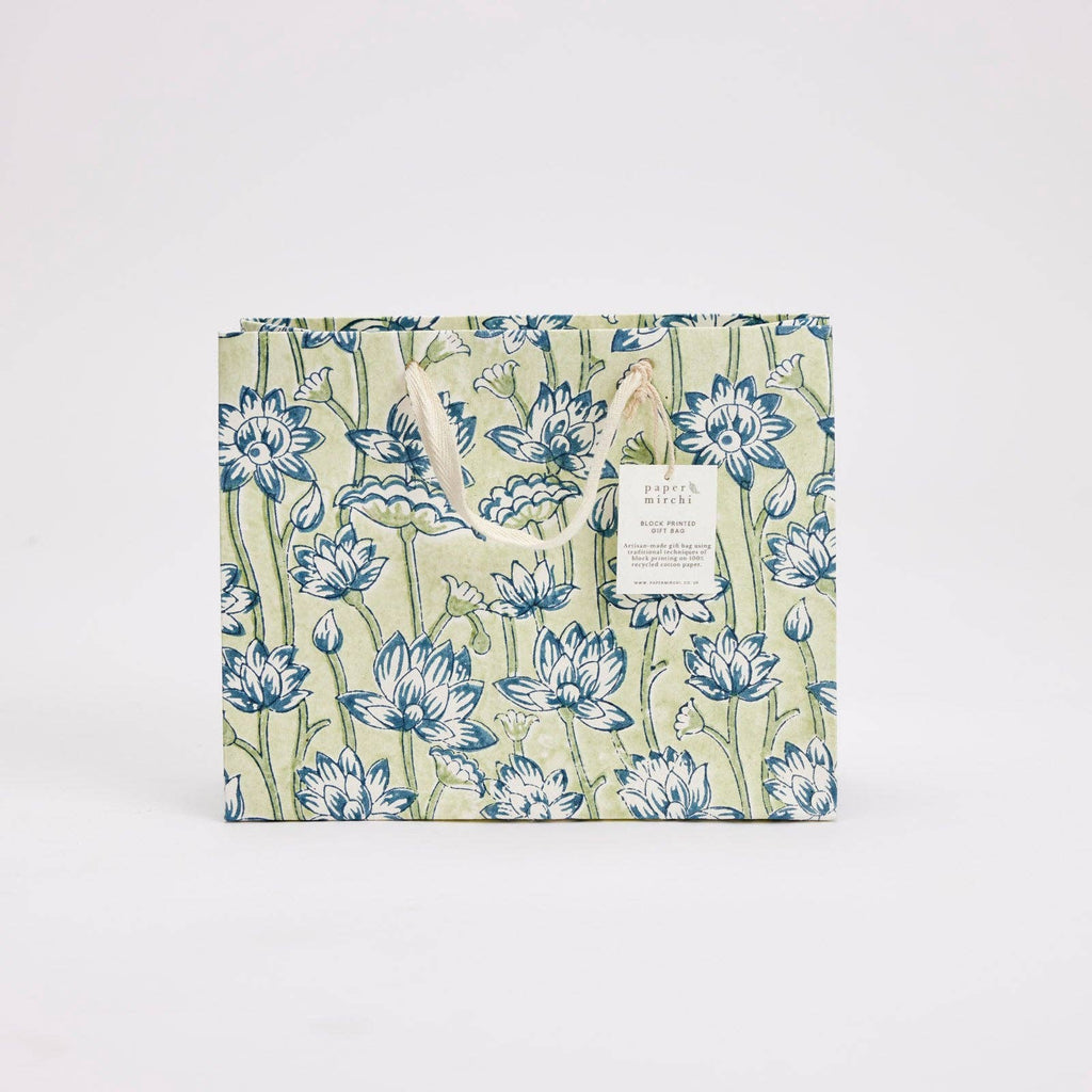 Block Printed Gift Bags (Medium) - Indigo