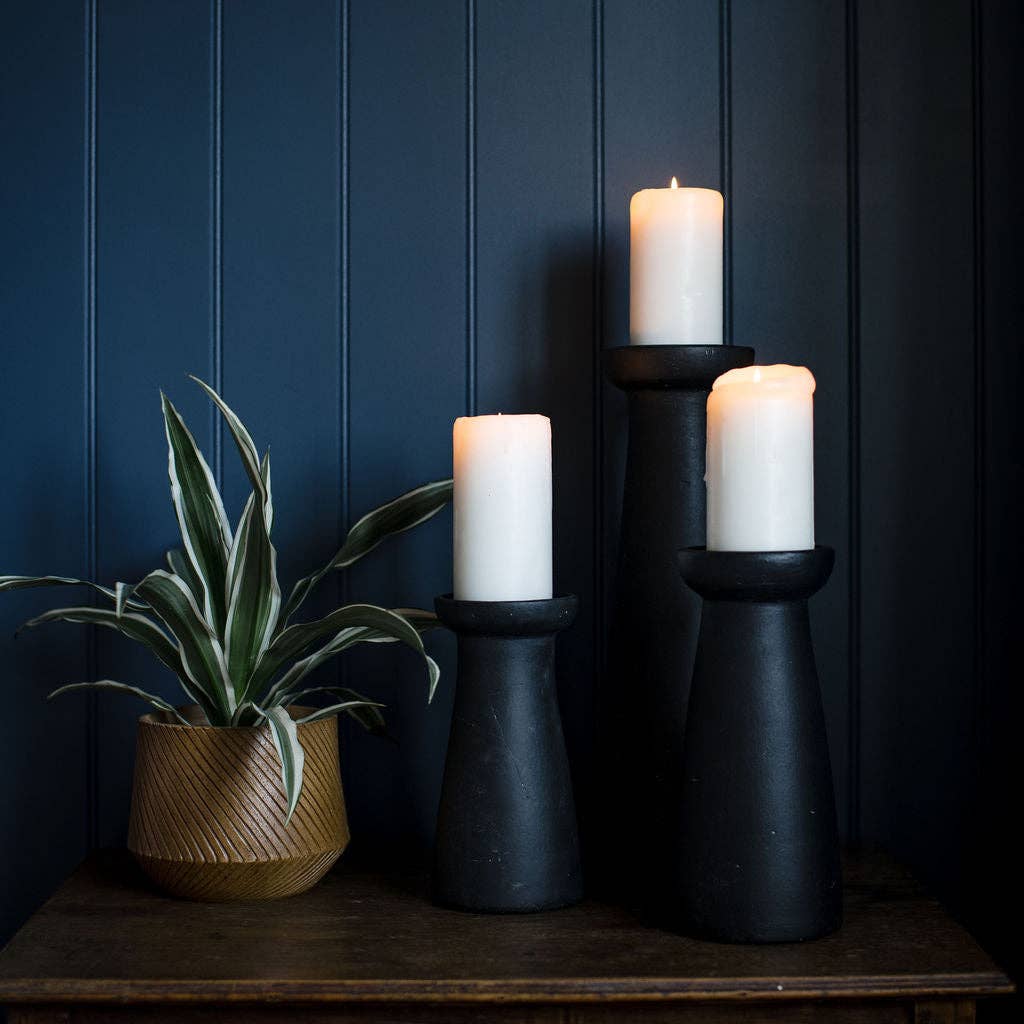 Black Terracotta Pillar Candle Holder
