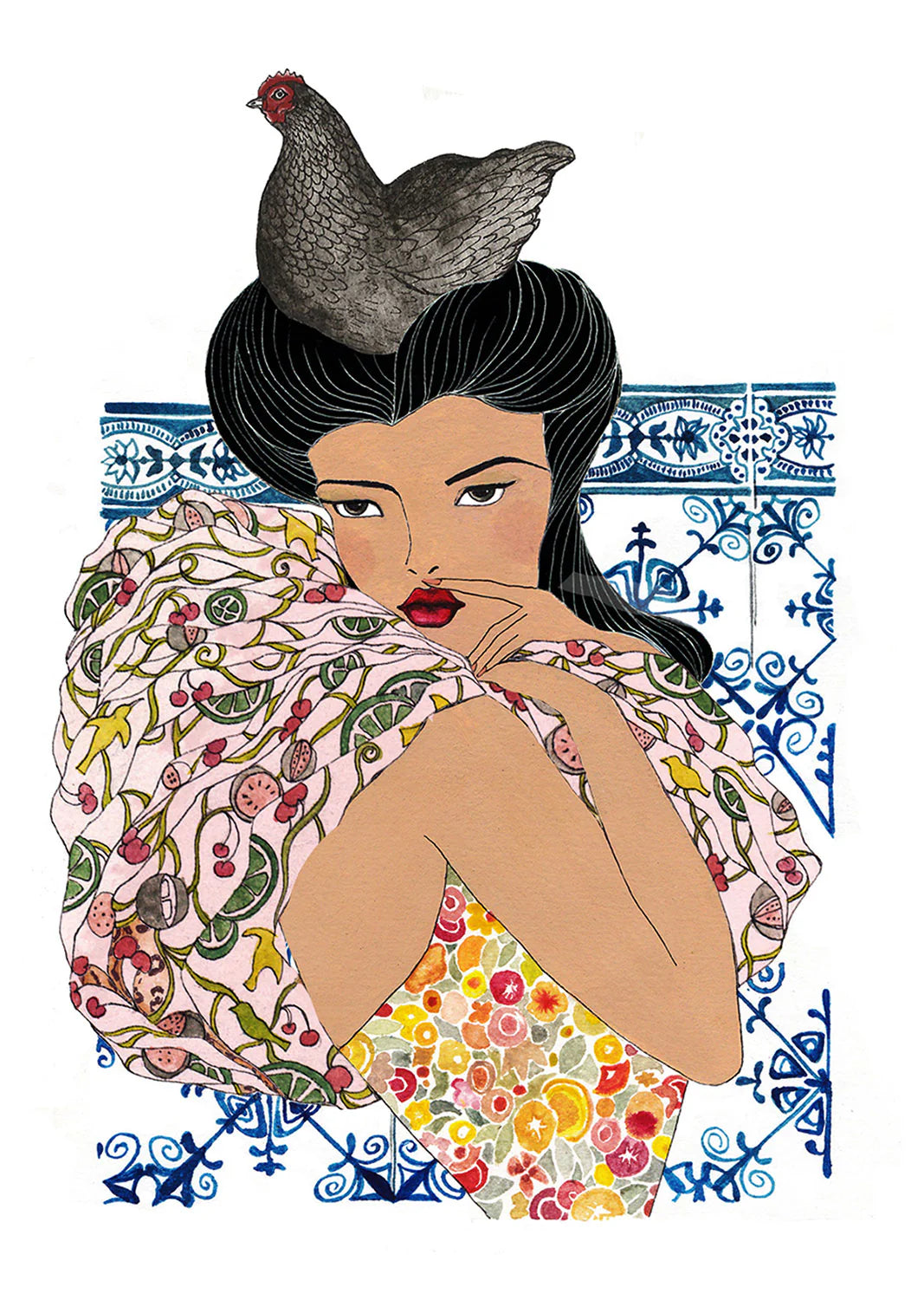 Ladies Chicken Head - Poster Print