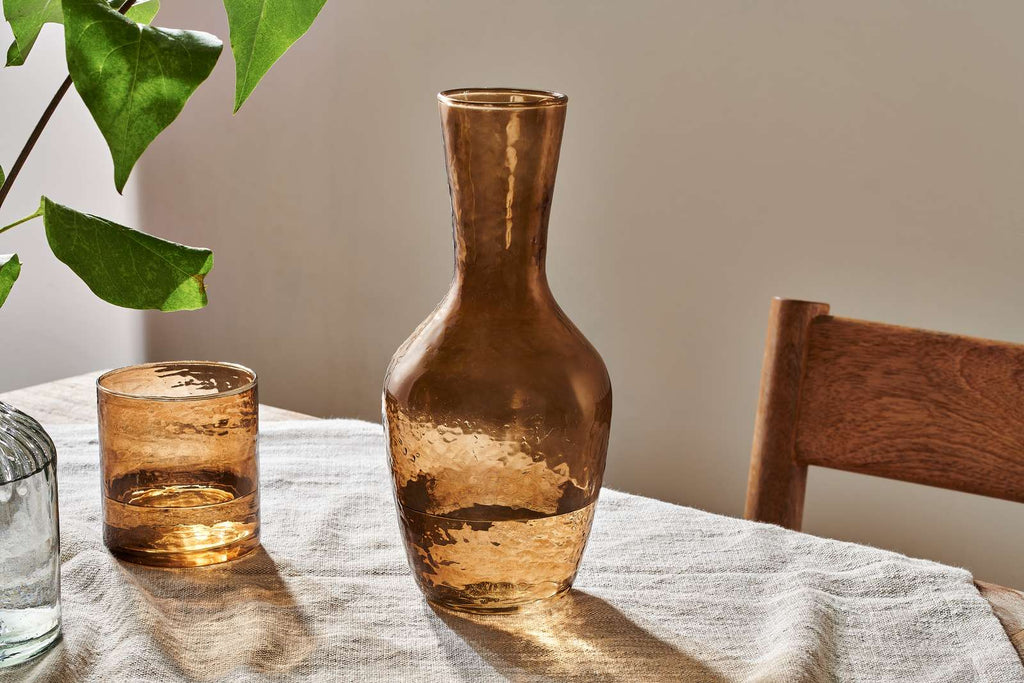 Hammered Glass Jug in Terracotta