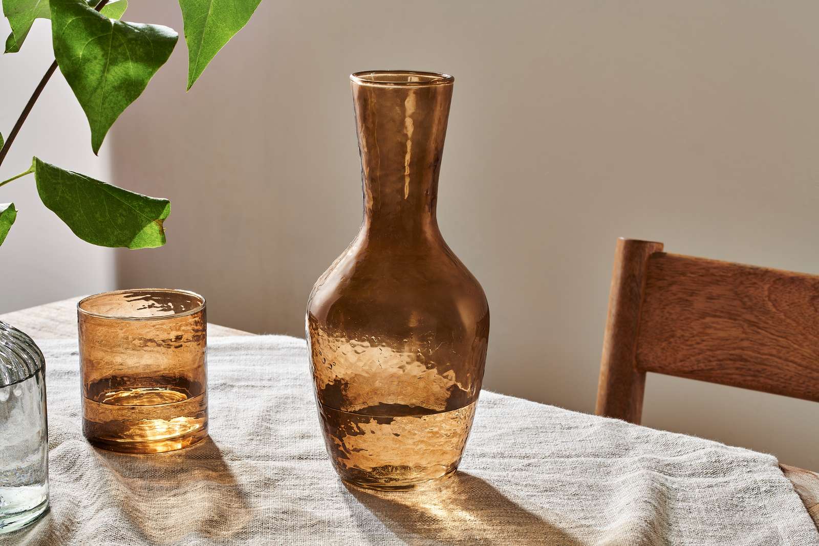 Hammered Glass Jug in Terracotta