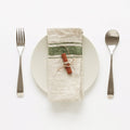 Green Stripe Vintage Linen Napkins Set of 2